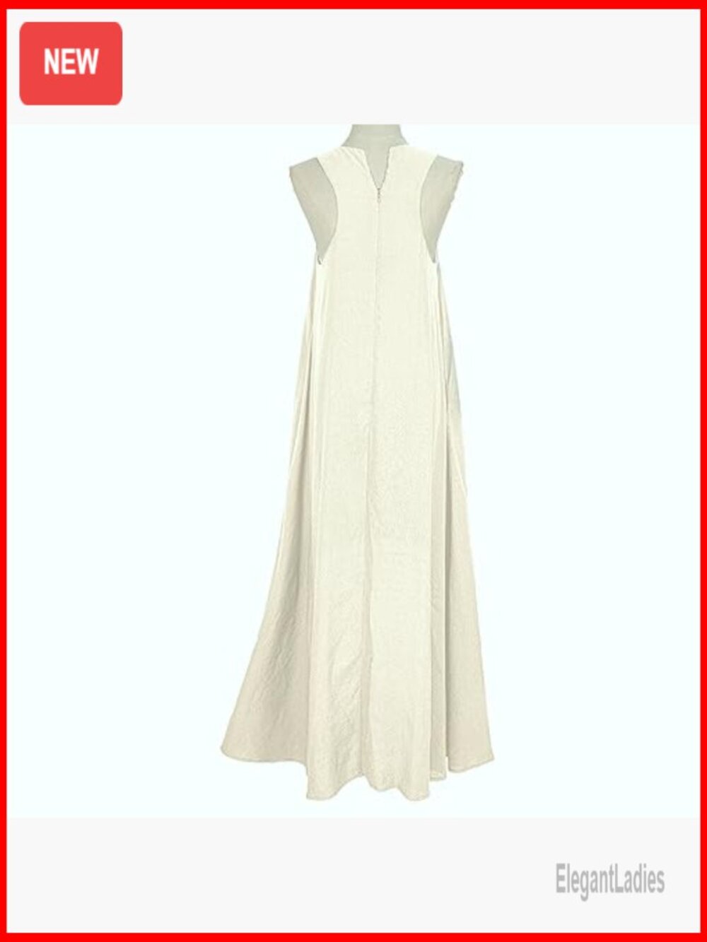 Sleeveless Linen Maxi Dress with Pockets U-Neck Casual - Picture 3 of 7
